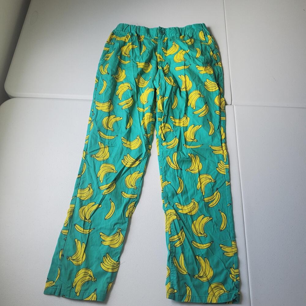 Tipsy Elves Pants Mens 31x28 Green Banana Print Chino Elastic Waist Party
